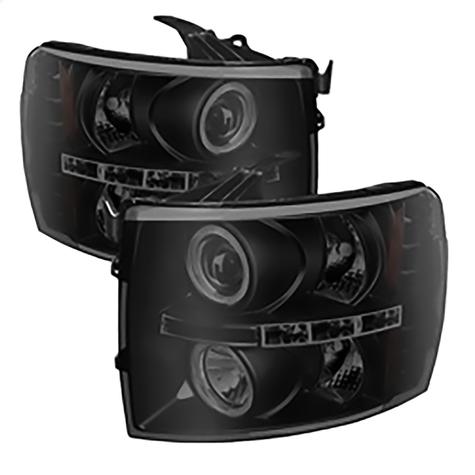2007-2013 Chevrolet Silverado 1500, 2500HD Projector Headlights; Black Smoke