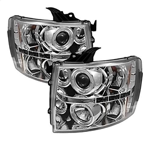 2007-2013 Chevrolet Silverado 1500, 2500HD Projector Headlights; Chrome