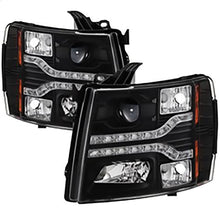 2007-2013 Chevrolet Silverado 1500, 2500HD Version 2 Projector Headlights; LED DRL; Black