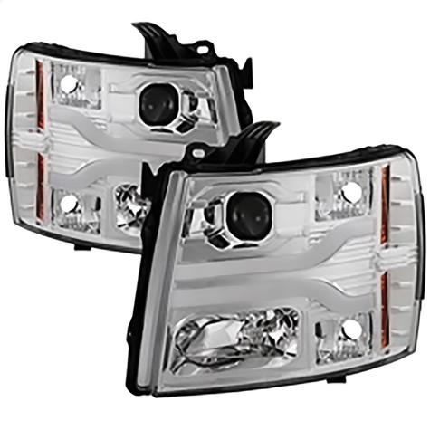 2007-2013 Chevrolet Silverado 1500, 2500HD Version 3 Projector Headlights; LED DRL; Chrome