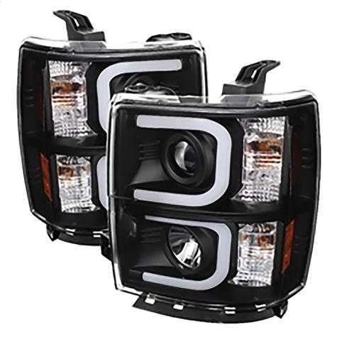 2014-2015 Chevrolet Silverado 1500; Projector Headlights; Light Bar DRL; Black