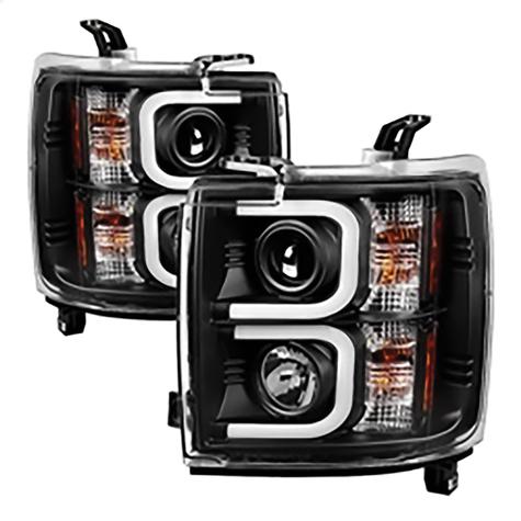 2015-2019 Chevrolet Silverado 2500/3500 HD; Projector Headlights; Light Bar DRL; Black