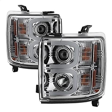 2015-2019 Chevrolet Silverado 2500/3500 HD; Projector Headlights; Light Bar DRL; Chrome