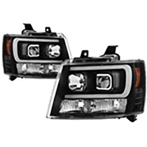 2007-2014 Chevrolet Suburban 1500/2500; Tahoe & Avalance; Version 2 Projector Headlights; Black