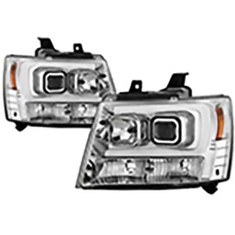 2007-2014 Chevrolet Suburban 1500/2500; Tahoe & Avalance; Version 2 Projector Headlights; Chrome