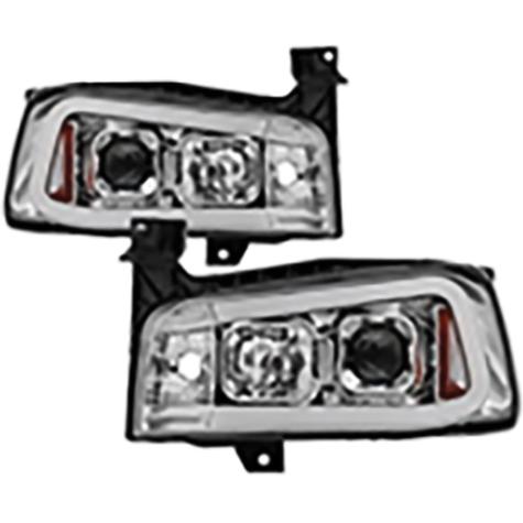 2006-2010 Dodge Charger; 1 Piece Projector Headlights; Halogen Model Only; Chrome