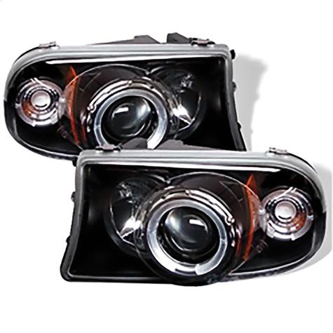 1997-2004 Dodge Dakota & Durango; 1PC LE Halo Projector Headlights; Black