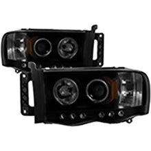 2002-2005 Dodge Ram 1500/2500/3500; Projector Headlights; CCFL Halo; LED; Black Smoke