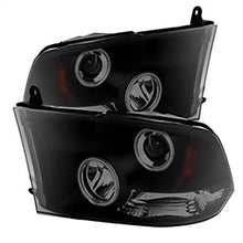 2010-2019 Dodge Ram 1500/2500/3500; Projector Headlights; Halogen Model Only; CCFL Halo; LED; Black Smoke