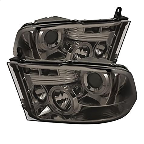 2010-2019 Dodge Ram 1500/2500/3500; Projector Headlights; Halogen Model Only; LED Halo; LED; Smoke