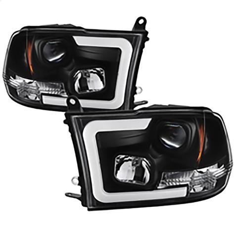 2010-2019 Dodge Ram 1500/2500/3500; Version 2 Projector Headlights; Halogen Model Only; Black