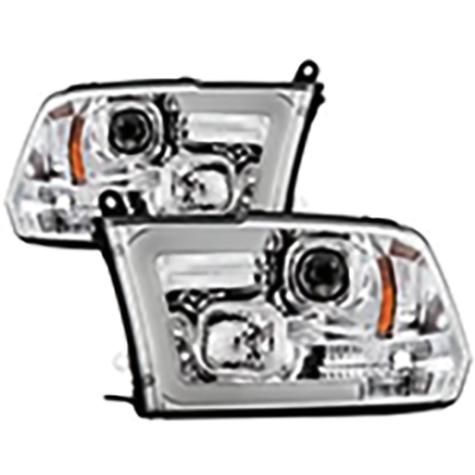 2010-2019 Dodge Ram 1500/2500/3500; Version 2 Projector Headlights; Halogen Model Only; Chrome