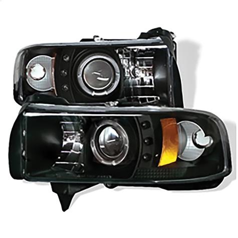 1994-2002 Dodge Ram 1500/2500/3500; Projector Headlights; CCFL Halo; Black