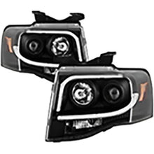 2007-2013 Ford Expedition; Projector Headlights; Light Tube DRL; Black