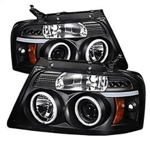 2004-2008 Ford F150; Projector Headlights; Version 2; CCFL Halo; LED; Black