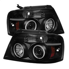 2004-2008 Ford F150; Projector Headlights; Version 2; CCFL Halo LED; Black Smoke