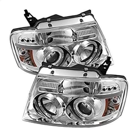 2004-2008 Ford F150; Projector Headlights; Version 2; Chrome