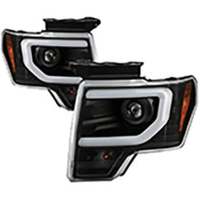 2009-2014 Ford F150; Halogen Model Only; Light Bar Projector Headlights; Black