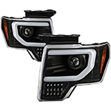 2009-2014 Ford F150; Halogen Model Only; Light Bar Projector Headlights; Black