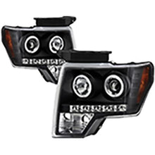 2009-2014 Ford F150; Projector Headlights; Halogen Model Only; CCFL Halo LED; Black