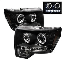 2009-2014 Ford F150; Projector Headlights; Halogen Model Only; Black