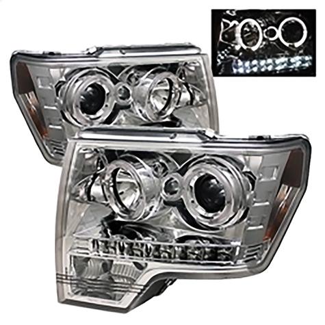 2009-2014 Ford F150; Projector Headlights; Halogen Model Only; Chrome