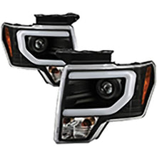 2009-2014 Ford F150; Projector Headlights; Halogen Model Only; Light Bar DRL; Black