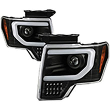2013-2014 Ford F150; Factory Xenon Model Only; Light Bar Projector Headlights; Black