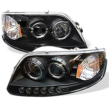 1997-2002 Ford F150 & Expedition; 1PC Projector Headlights; LED Halo; Amber Reflector; LED; Black
