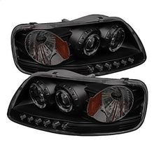 1997-2002 Ford F150 & Expedition; 1PC Projector Headlights; LED Halo; Amber Reflector; LED; Black Smoke