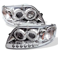 1997-2002 Ford F150 & Expedition; 1PC Projector Headlights; LED Halo; Amber Reflector; LED; Chrome