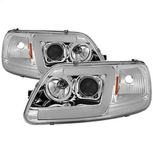 1997-2002 Ford F150 & Expedition; 1PC Version 2 Projector Headlights; Light Bar DRL LED; Chrome