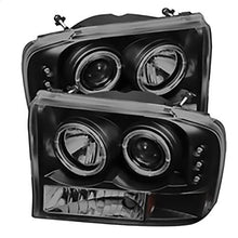 1999-2004 Ford F250 Super Duty & Excursion; 1PC Projector Headlights; Version 2; Black Smoke