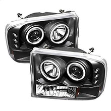1999-2004 Ford F250 Super Duty & Excursion; 1PC Projector Headlights; Version 2; CCFL Halo; LED; Black