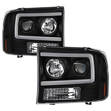 1999-2004 Ford F250 Super Duty & Excursion; 1PC Light Bar Projector Headlights; Black
