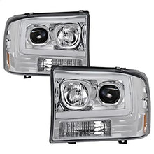 1999-2004 Ford F250 Super Duty & Excursion; 1PC Light Bar Projector Headlights; Chrome
