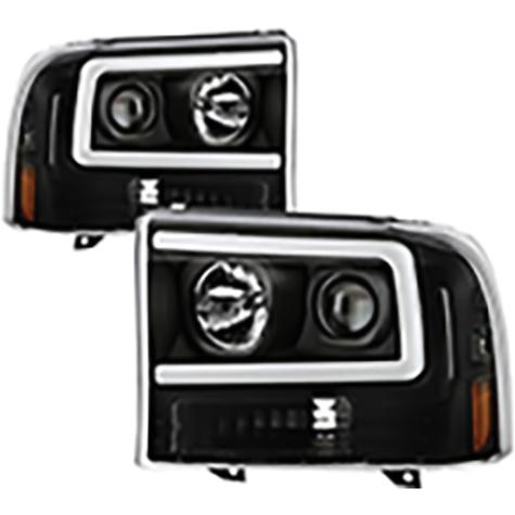 1999-2004 Ford F250 Super Duty & Excursion; 1 Piece High Powered LED Headlights; Black