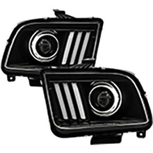 2005-2008 Ford Mustang; Version 2; Projector Headlights; DRL LED; Black