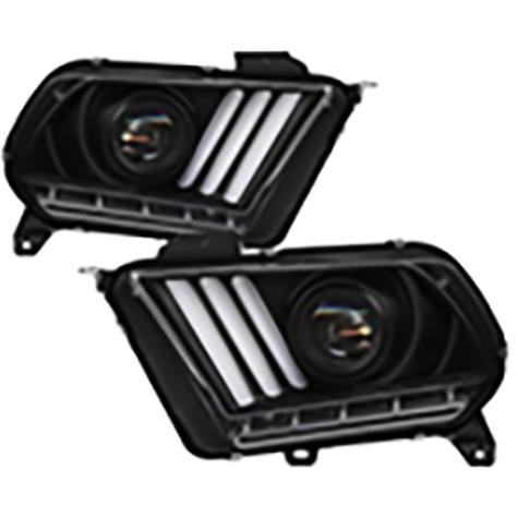 2010-2014 Ford Mustang; Halogen Model only; Light Bar Projector Headlights; Black