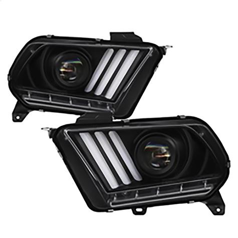 2010-2012 Ford Mustang; HID only; Light Bar Projector Headlights; Black