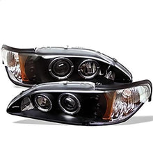1994-1998 Ford Mustang; 1PC Projector Headlights; LED Halo; Amber Reflector; LED; Black