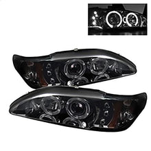 1994-1998 Ford Mustang; 1PC Projector Headlights; LED Halo; Amber Reflector; LED; Smoke