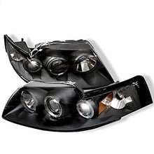 1999-2004 Ford Mustang; Projector Headlights; LED Halo; Black