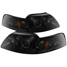 1999-2004 Ford Mustang; Projector Headlights; LED Halo; Black Smoke
