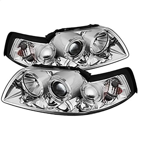 1999-2004 Ford Mustang; Projector Headlights; LED Halo; Chrome