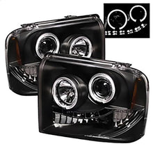 2005-2007 Ford F250 & F350 Super Duty; Projector Headlights; LED Halo; LED; Black