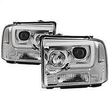 2005-2007 Ford F250 & F350 Super Duty; Version 2 Projector Headlights; Light Bar DRL; Black