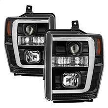 2008-2010 Ford F250 & F350 Super Duty; Version 2 Projector Headlights; Light Bar DRL; Black