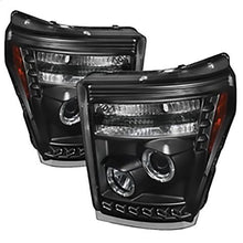 2011-2016 Ford F250 & F350 Super Duty; Projector Headlights; LED Halo; DRL; Black