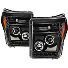 2011-2016 Ford F250 & F350 Super Duty; Projector Headlights; LED Halo; DRL; All Black
